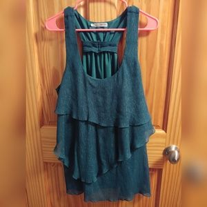 Tiered shimmery teal tank